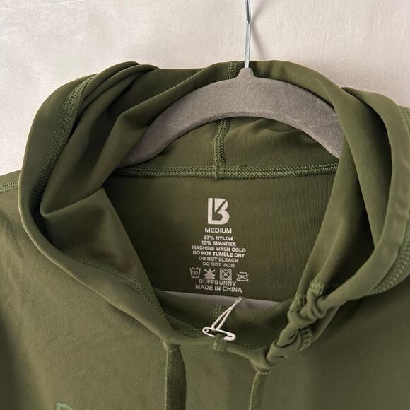 BuffBunny Collection Hooded Crop Sweatshirt Long Sleeve Olive Green NEW Medium - Picture 2 of 5